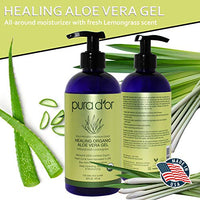 PURA D'OR USDA Organic Aloe Vera Gel, Lemongrass Scent (16oz) Deeply Hydrating, Moisturizing Skin & Hair - Sunburn, Bug Bites, Rashes, Small Cuts, Eczema, Psoriasis & Rosacea Care (Packaging varies)