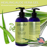 PURA D'OR USDA Organic Aloe Vera Gel, Lemongrass Scent (16oz) Deeply Hydrating, Moisturizing Skin & Hair - Sunburn, Bug Bites, Rashes, Small Cuts, Eczema, Psoriasis & Rosacea Care (Packaging varies)