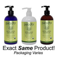 PURA D'OR USDA Organic Aloe Vera Gel, Lemongrass Scent (16oz) Deeply Hydrating, Moisturizing Skin & Hair - Sunburn, Bug Bites, Rashes, Small Cuts, Eczema, Psoriasis & Rosacea Care (Packaging varies)